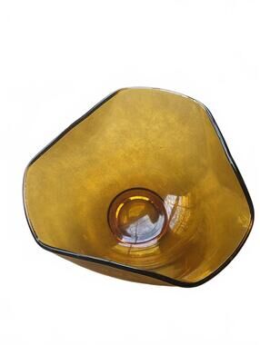 Vintage Mid-Century Amber Glass Tri-Top Bowl Anchor Hocking